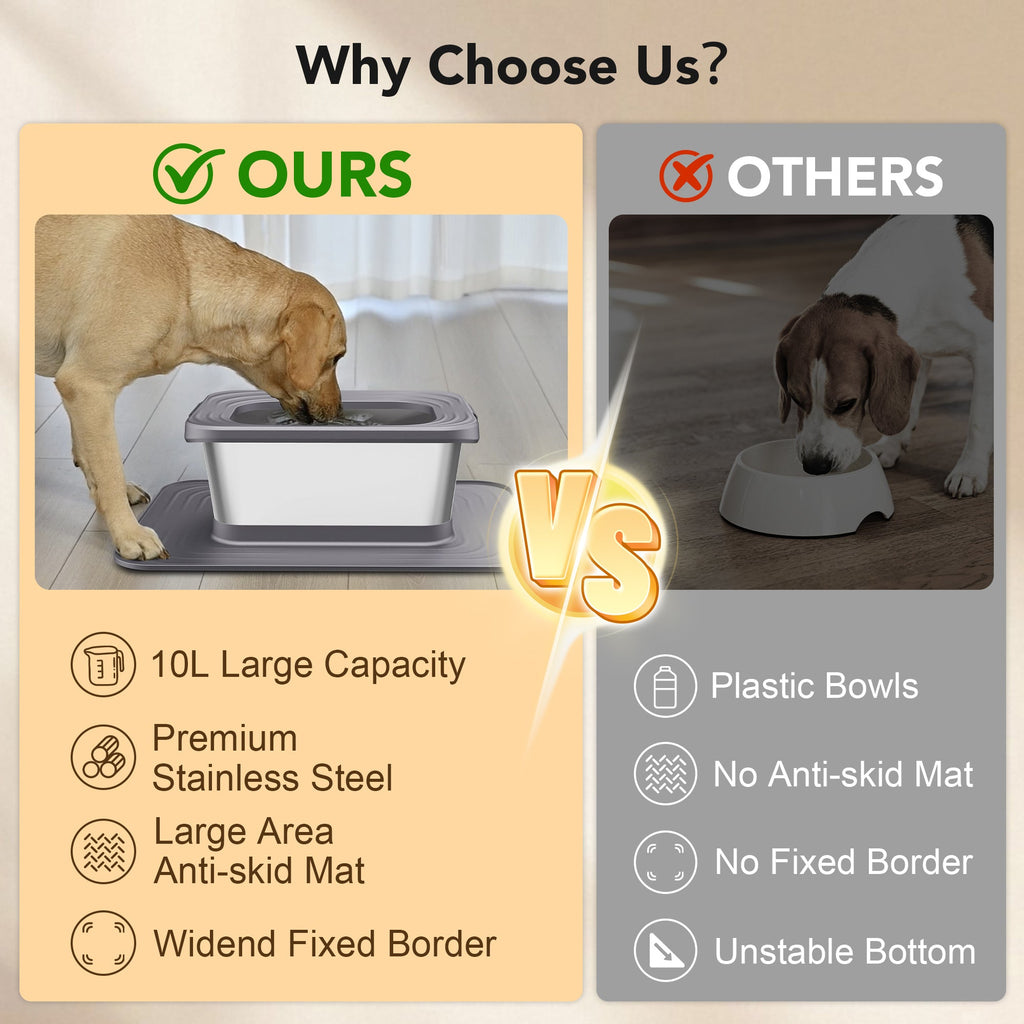 NNETM Dog Stainless Steel Water Bowl with Mat-1