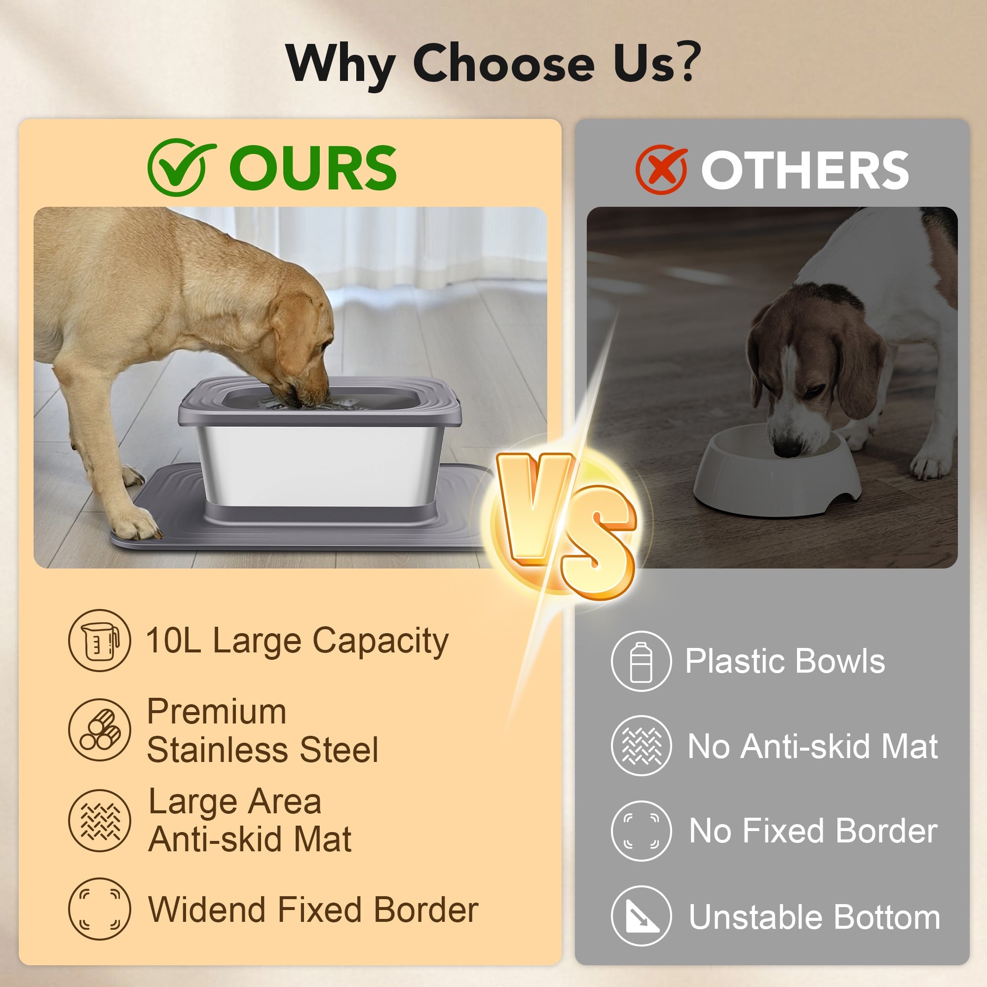 NNETM Dog Stainless Steel Water Bowl with Mat-1